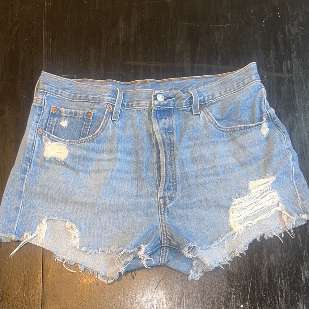Levi's Light Blue Distressed Jean Shorts